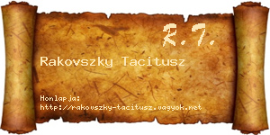 Rakovszky Tacitusz névjegykártya
